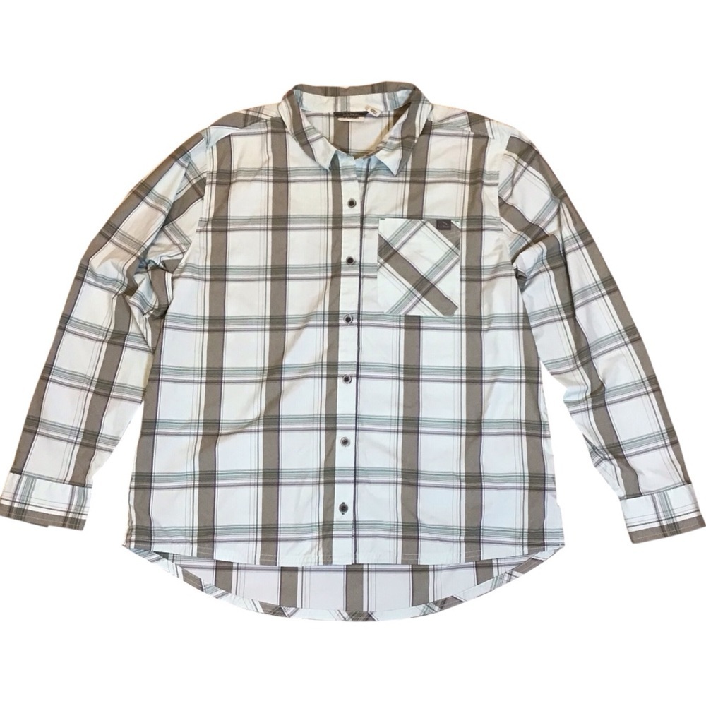 L.L. Bean Womens Button Down Shirt Size L Plaid Roll Tab Sleeves Lightweight Top